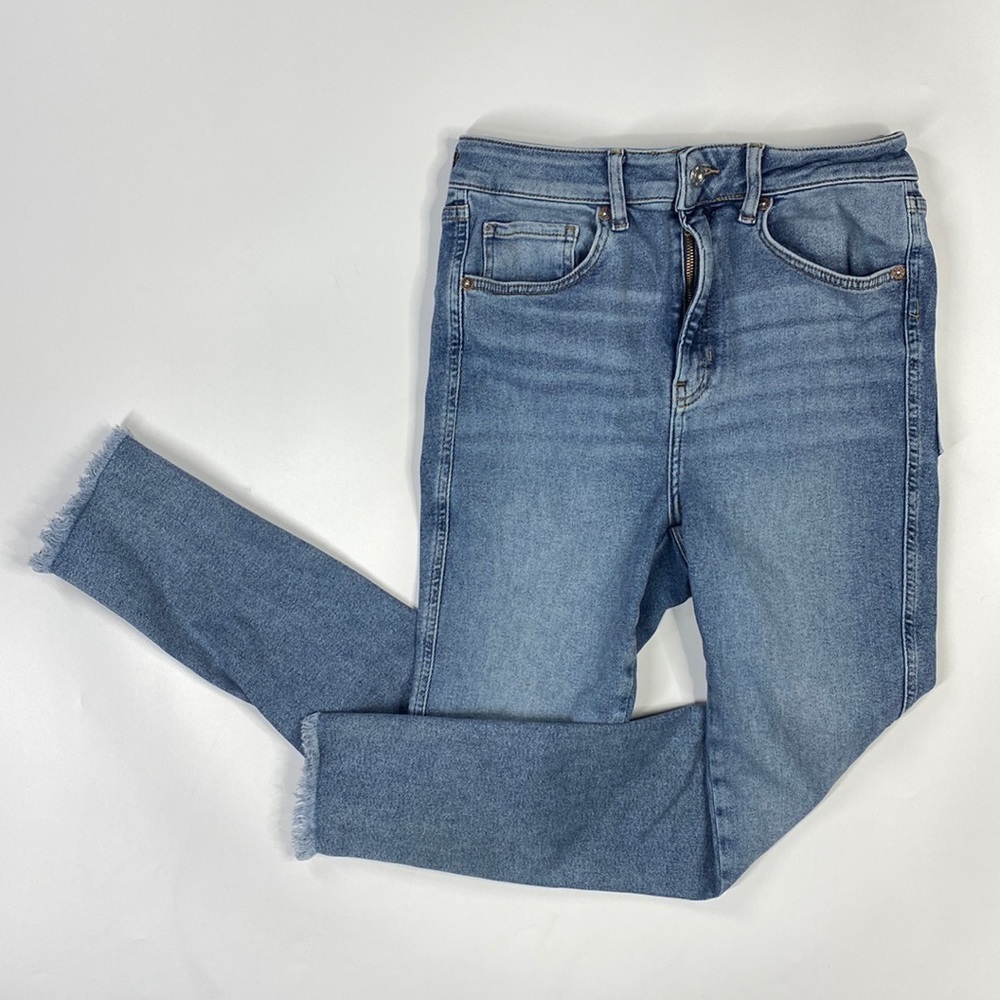 We The Free Hi Rise Raw Hem Skinny Medium Wash Jeans Size 31